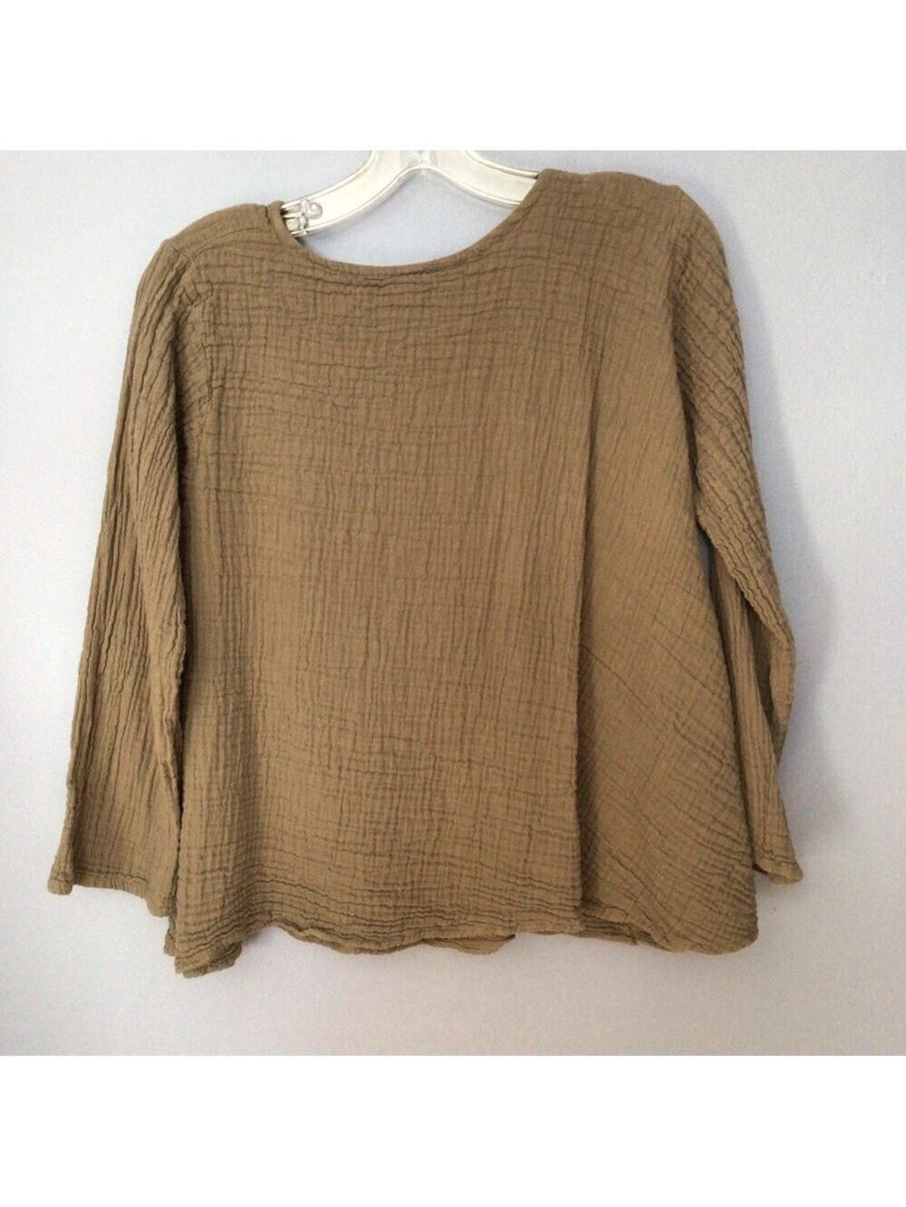 Lagenlook Gauze Cotton 2-Piece Beige Asymmetrical Top & Vest Set Sz S/M - Picture 9 of 9
